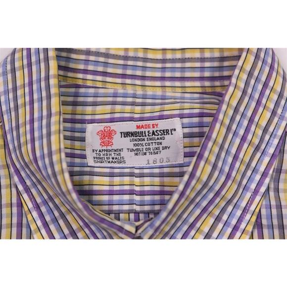 Turnbull & Asser Custom Purple/Yellow Check Cotton Dress Shirt (42) 16.5-34/35 - Picture 7 of 7